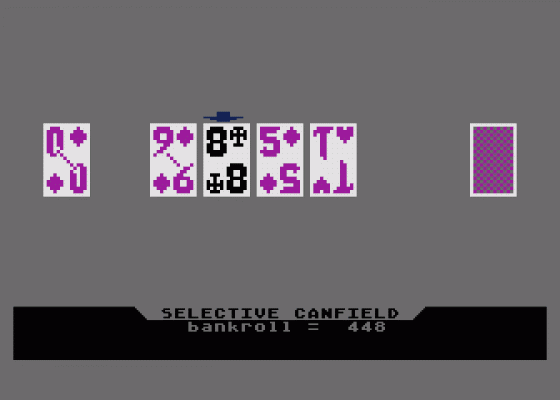 Selective Canfield Screenshot 1 (Atari 400/800/600XL/800XL/130XE)