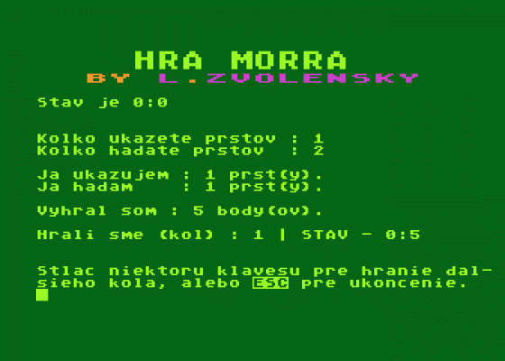 Hra Morra Screenshot 1 (Atari 400/800/600XL/800XL/130XE)