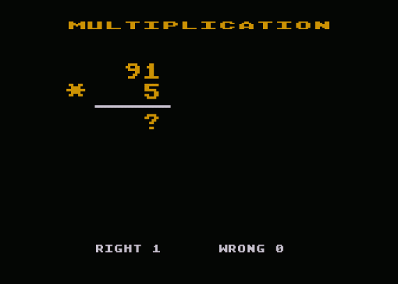 Kevin's Multiplication Practice Screenshot 1 (Atari 400/800/600XL/800XL/130XE)