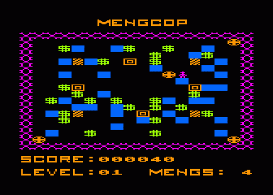 Mengcop Screenshot 1 (Atari 400/800/600XL/800XL/130XE)