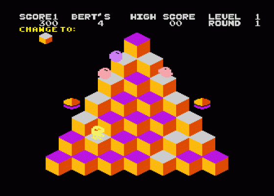 Q*bert Screenshot 1 (Atari 400/800/600XL/800XL/130XE)