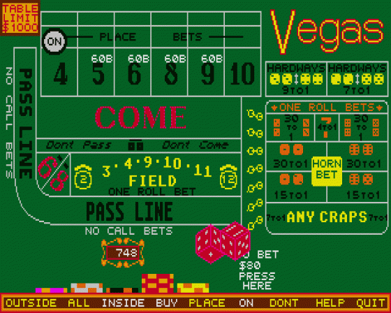 Vegas Craps 1.0 Screenshot 5 (Atari ST)