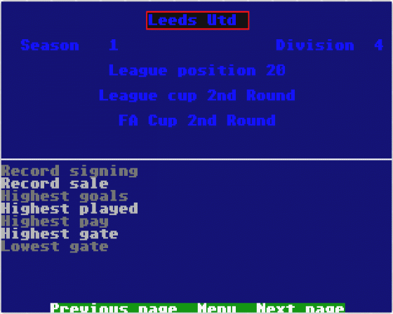 Leeds United Champions! Screenshot 7 (Atari ST)