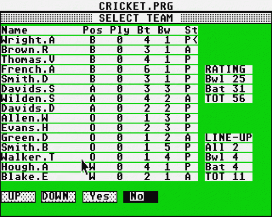 Championship Cricket Screenshot 8 (Atari ST)