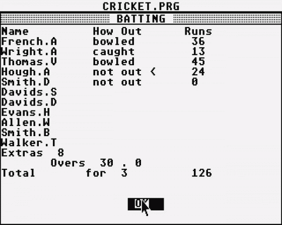 Championship Cricket Screenshot 12 (Atari ST)