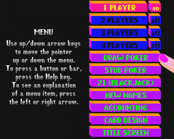 Home Casino Poker [rolling demo] Screenshot 6 (Atari ST)