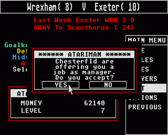 Football Crazy 1.09 Screenshot 10 (Atari ST)