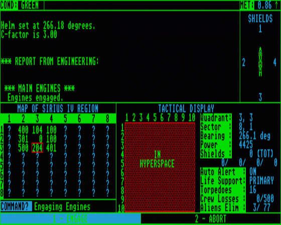 Star Fleet I - The War Begins! 2.1 Screenshot 5 (Atari ST)