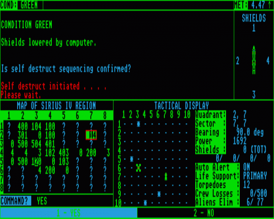 Star Fleet I - The War Begins! 2.1 Screenshot 8 (Atari ST)