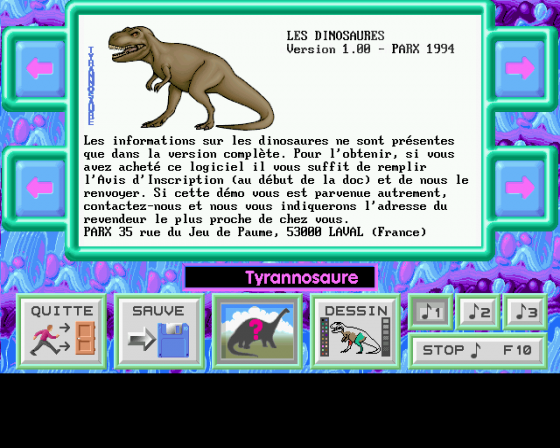 Les Dinosaures v1.02 [preview] Screenshot 5 (Atari ST)