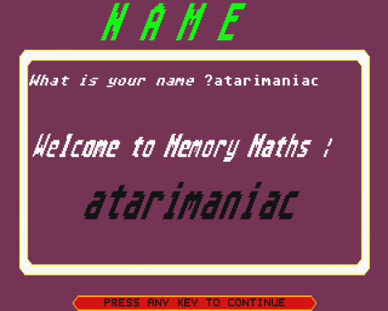 Maths Mania! Screenshot 14 (Atari ST)