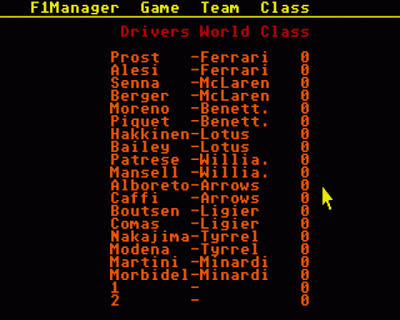 F1 Manager Screenshot 9 (Atari ST)