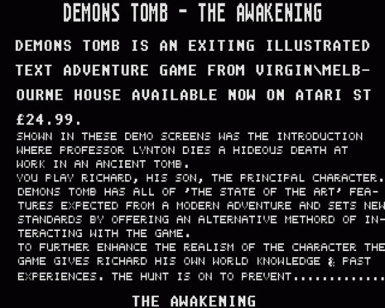 Demon's Tomb: The Awakening [rolling demo] Screenshot 7 (Atari ST)