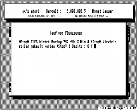 Airline Manager 1.03 Screenshot 5 (Atari ST)