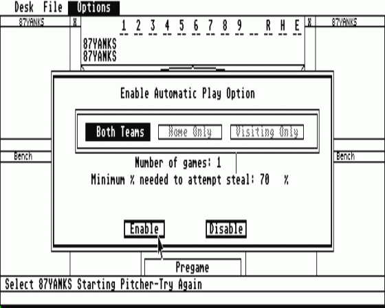 American Pastime Baseball Simulator 1.0 Screenshot 5 (Atari ST)