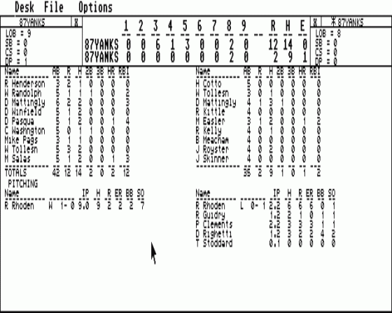American Pastime Baseball Simulator 1.0 Screenshot 7 (Atari ST)