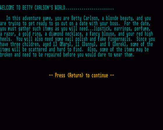 Betty Carlsons Big Date Screenshot 1 (Atari ST)