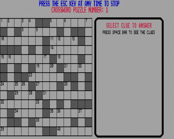 Crossword Puzzle Screenshot 1 (Atari ST)