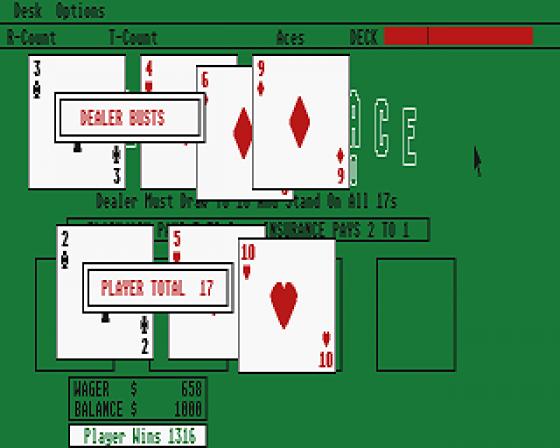 Vegas Blackjack 1.0PD Screenshot 5 (Atari ST)