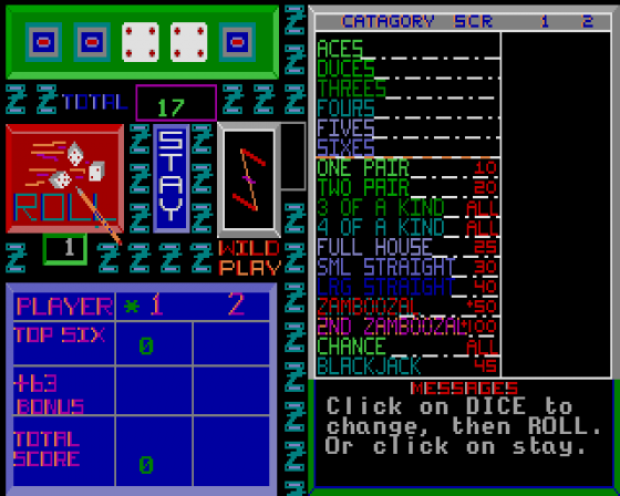 Zamboozal Poker Dice Screenshot 5 (Atari ST)