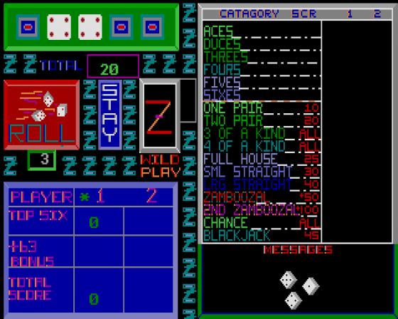 Zamboozal Poker Dice Screenshot 6 (Atari ST)