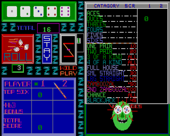 Zamboozal Poker Dice 1.2 Screenshot 5 (Atari ST)