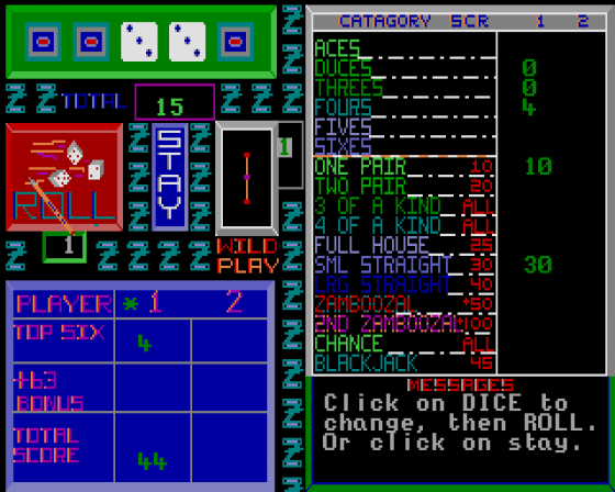 Zamboozal Poker Dice 1.2 Screenshot 6 (Atari ST)