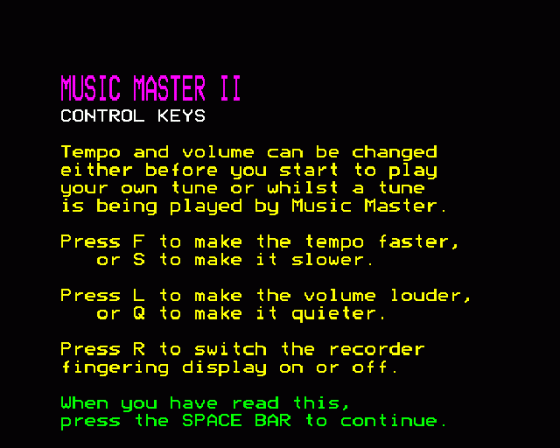 Music Master Screenshot 6 (BBC Model B)