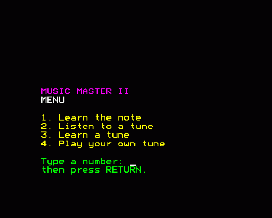 Music Master Screenshot 7 (BBC Model B)