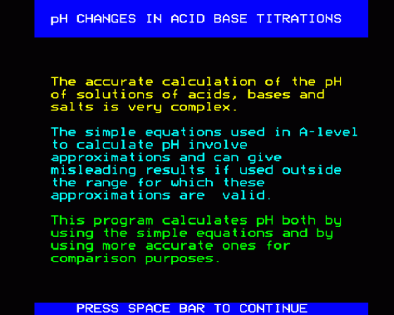 Chemical Simulations Screenshot 14 (BBC Model B)