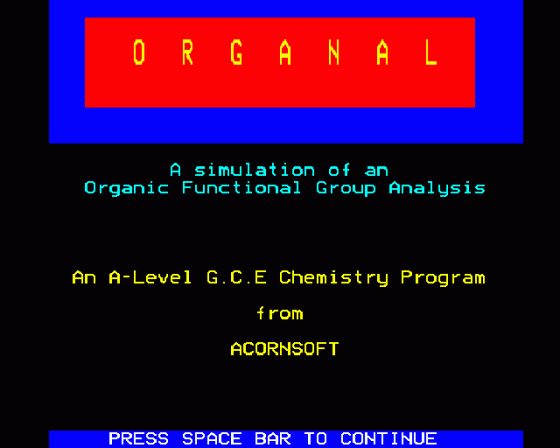 Chemical Simulations Screenshot 17 (BBC Model B)