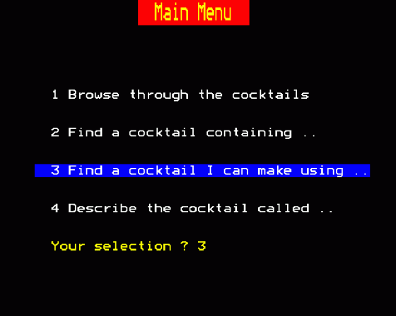 The Complete Cocktail Maker Screenshot 9 (BBC Model B)