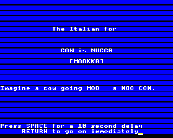 Linkword Italian Screenshot 5 (BBC Model B)