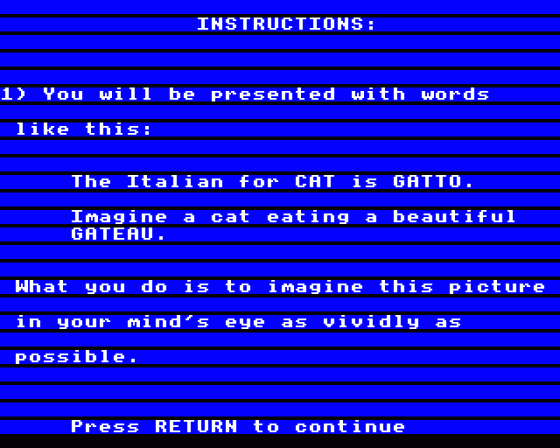 Linkword Italian Screenshot 9 (BBC Model B)