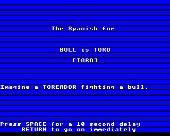 Linkword Spanish Screenshot 5 (BBC Model B)