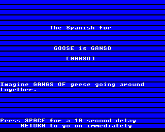 Linkword Spanish Screenshot 8 (BBC Model B)