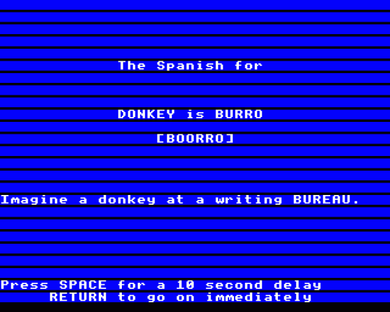 Linkword Spanish Screenshot 14 (BBC Model B)