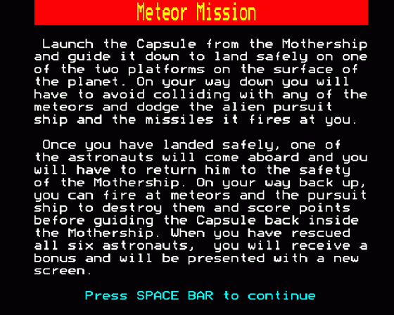 Meteor Mission Screenshot 9 (BBC Model B)