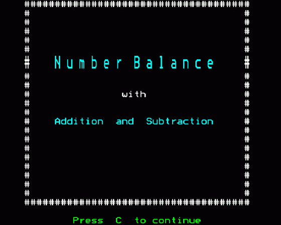 Number Balance Screenshot 6 (BBC Model B)