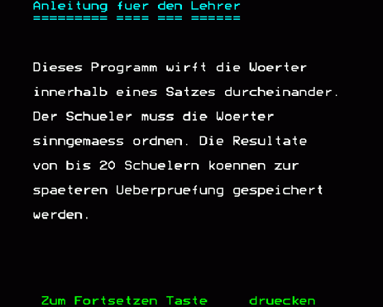 Wortsalat Screenshot 10 (BBC Model B)