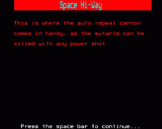 Space Hi-Way Screenshot 16 (BBC Model B)