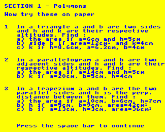 Maths 'O' Level Revision Part 1 Screenshot 8 (BBC Model B)