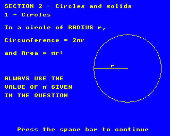 Maths 'O' Level Revision Part 1 Screenshot 11 (BBC Model B)