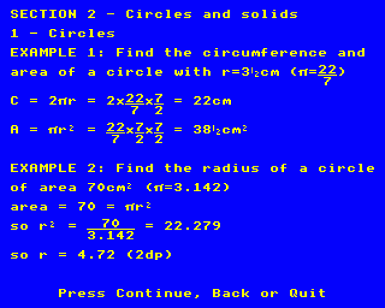 Maths 'O' Level Revision Part 1 Screenshot 12 (BBC Model B)