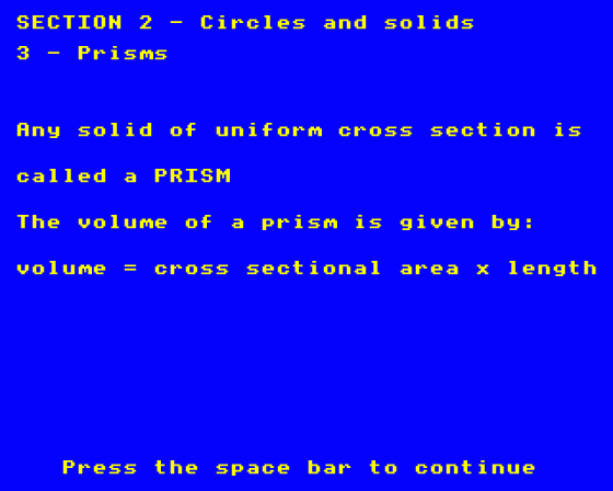 Maths 'O' Level Revision Part 1 Screenshot 15 (BBC Model B)