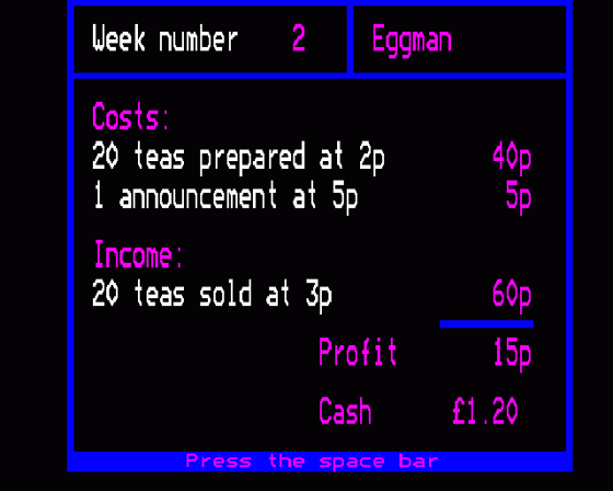 Tea Shop Screenshot 5 (BBC Model B)