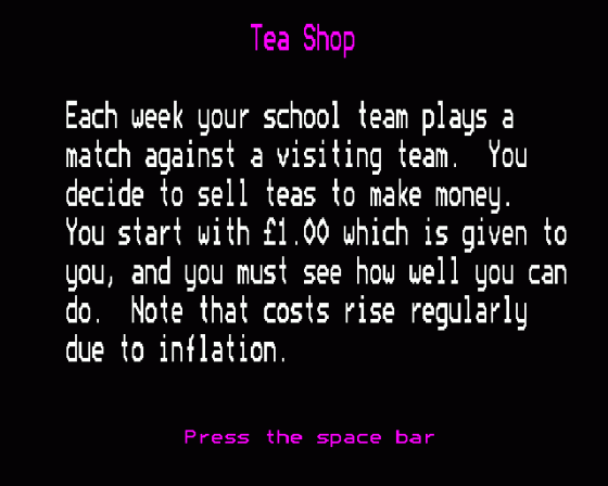 Tea Shop Screenshot 9 (BBC Model B)