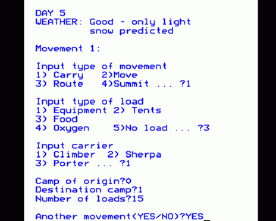 Conquering Everest Screenshot 5 (BBC Model B)