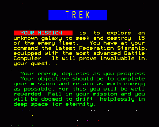 Trek Screenshot 10 (BBC Model B)