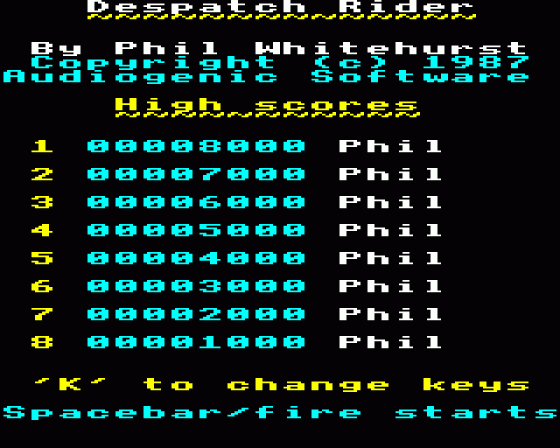 Despatch Rider Screenshot 9 (BBC B/B+/Master 128)